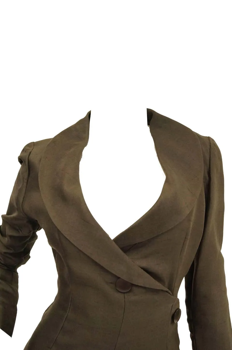 Vintage 1960s Givenchy Raw Silk Wrap Dress in Elegant Grey Umber