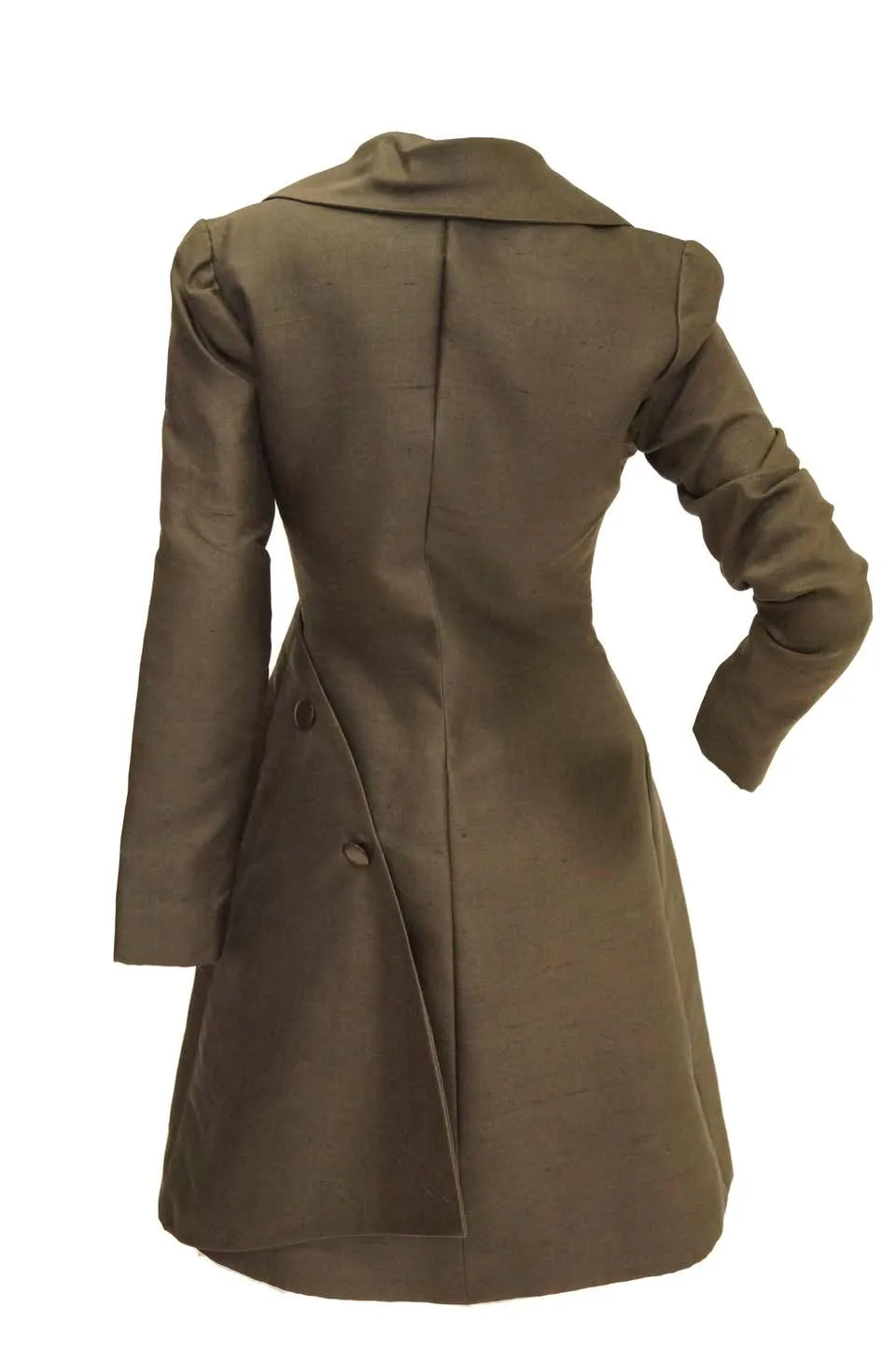 Vintage 1960s Givenchy Raw Silk Wrap Dress in Elegant Grey Umber