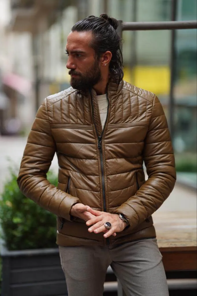 HolloMen Brown Leather Jacket