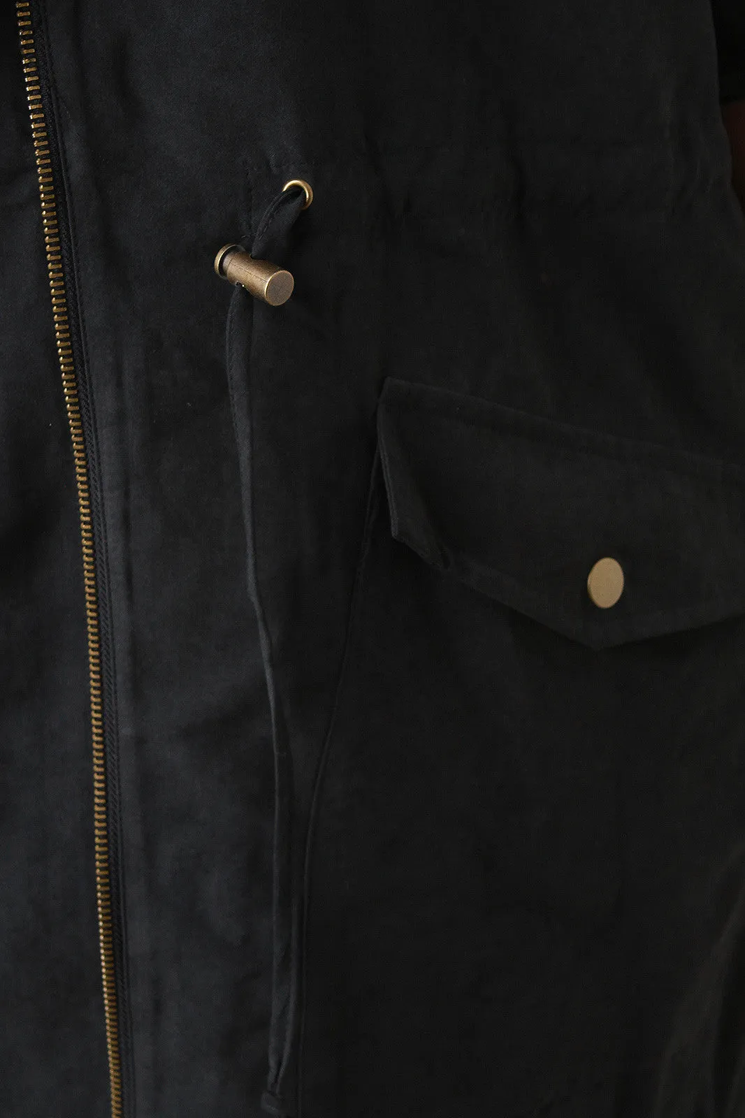 Hooded Zip Up Drawstring Utility Trench Coat