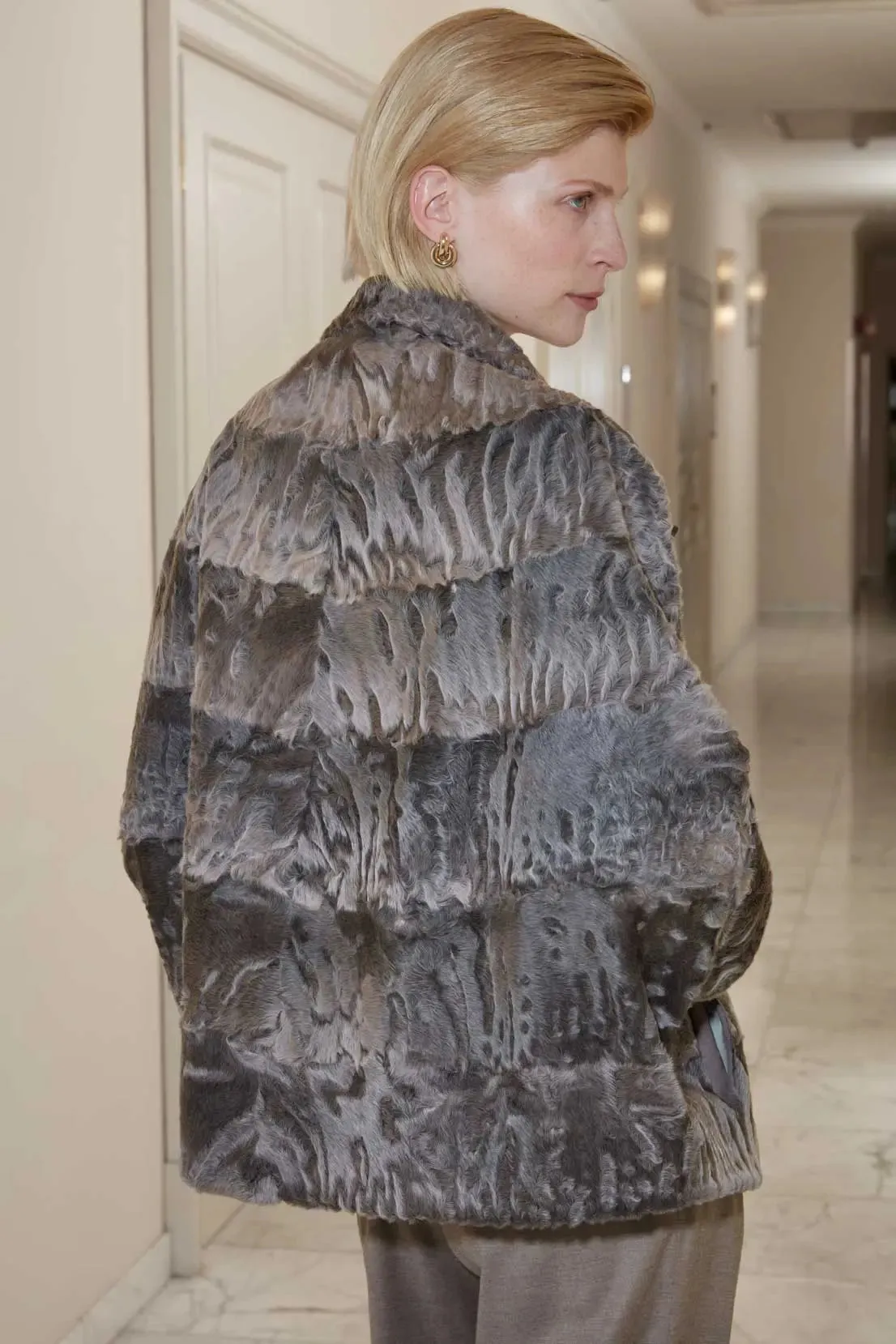 Karakul lamb fur coat