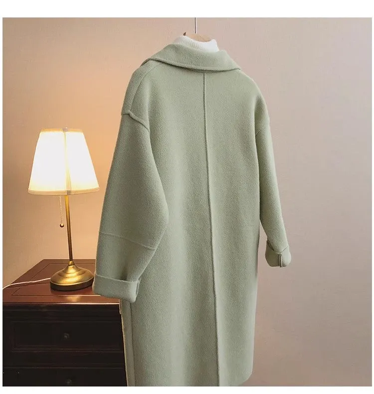 knitted coat for women winter new style mid-length woolen coat     S4925