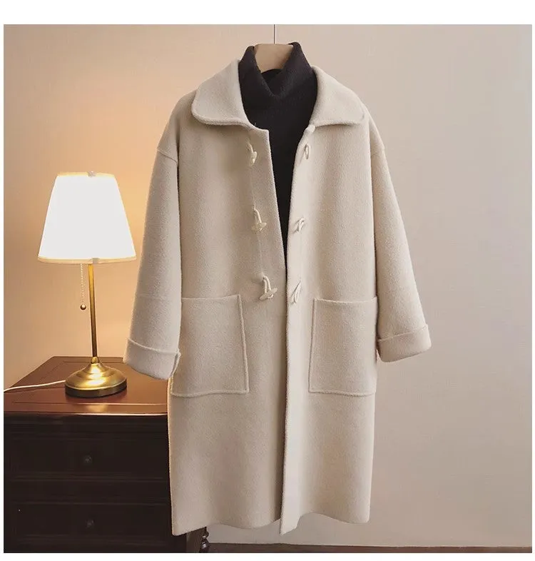 knitted coat for women winter new style mid-length woolen coat     S4925