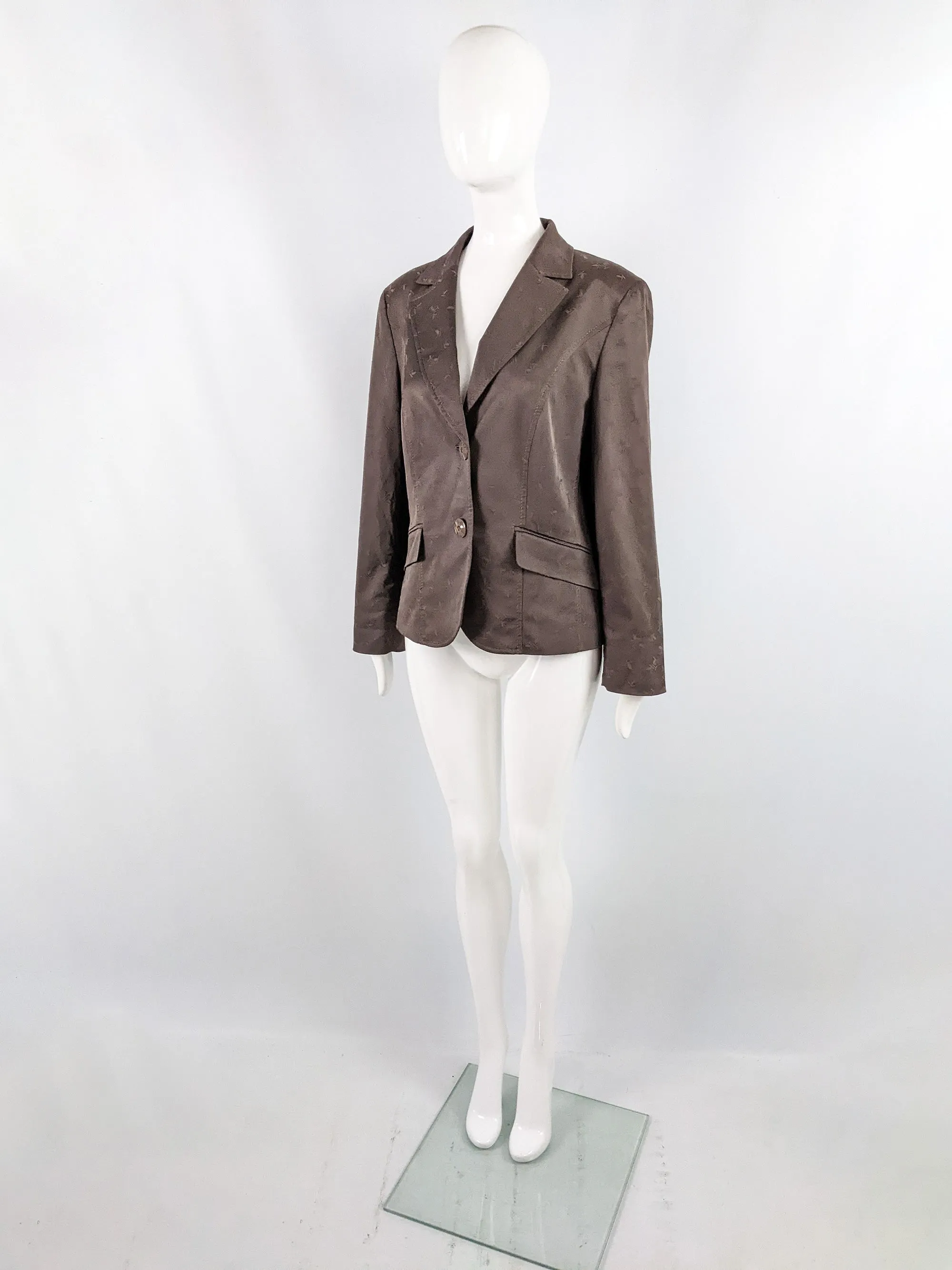 Krizia Vintage Spellout Jacquard Shoulder Padded Blazer Jacket, 1990s