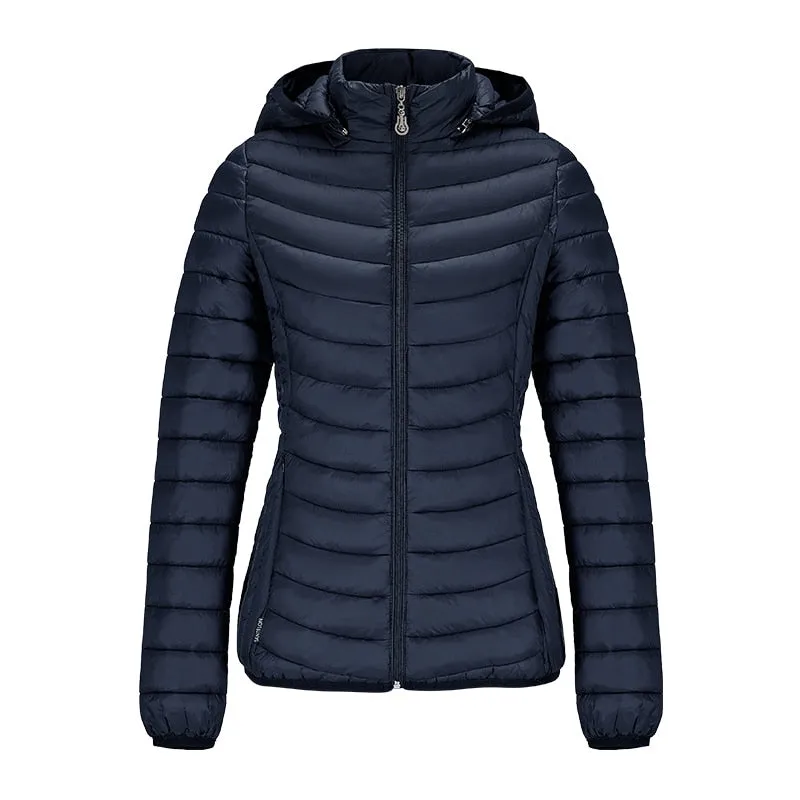 Ladies Padded Puffer Jacket Coat Ultralight Outdoor Clothes Outwear Slim Short Parka Portable Store In Bag