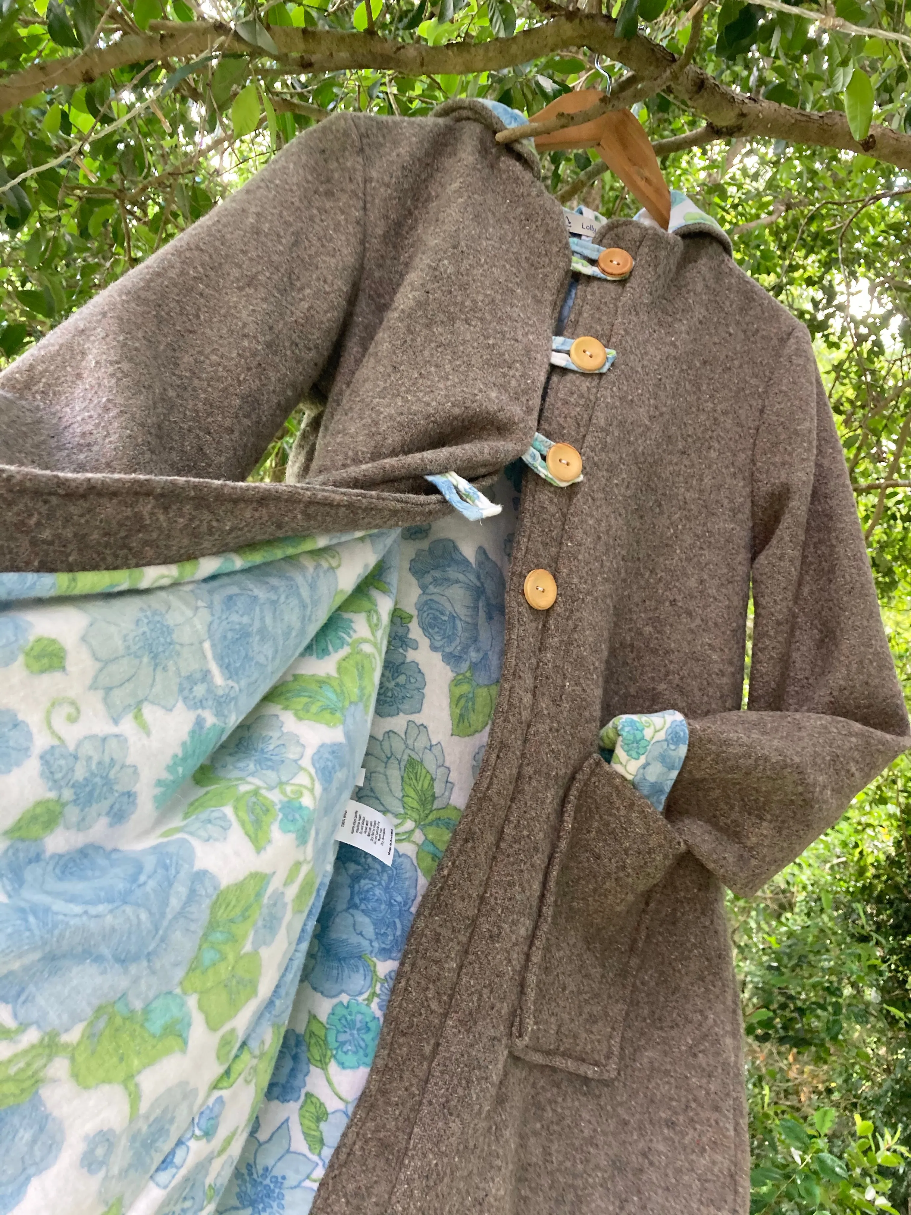 Ladies Upcycled Wool Pixie Pea Coat size 8