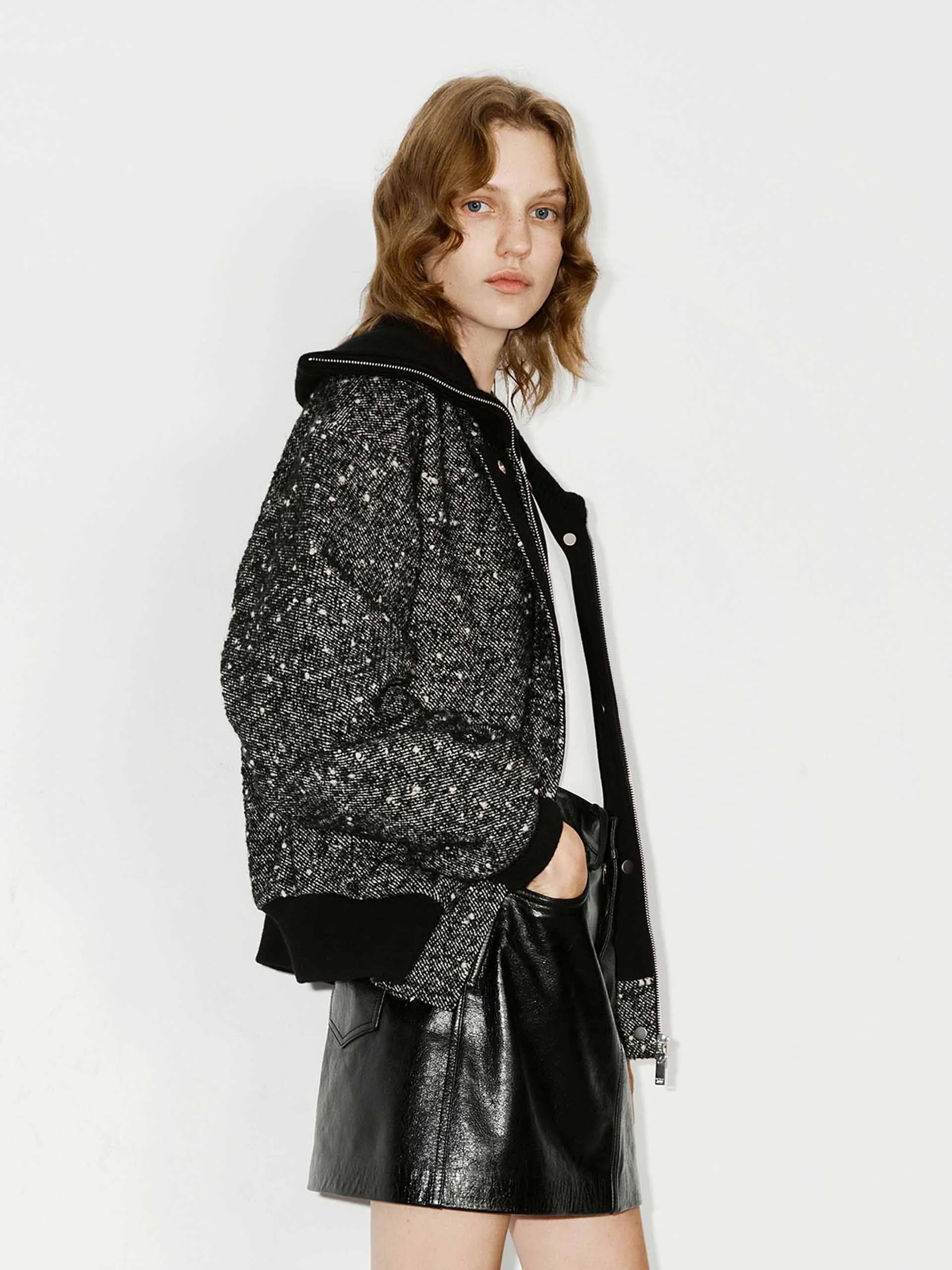 Lapel Marled Textured Jacket