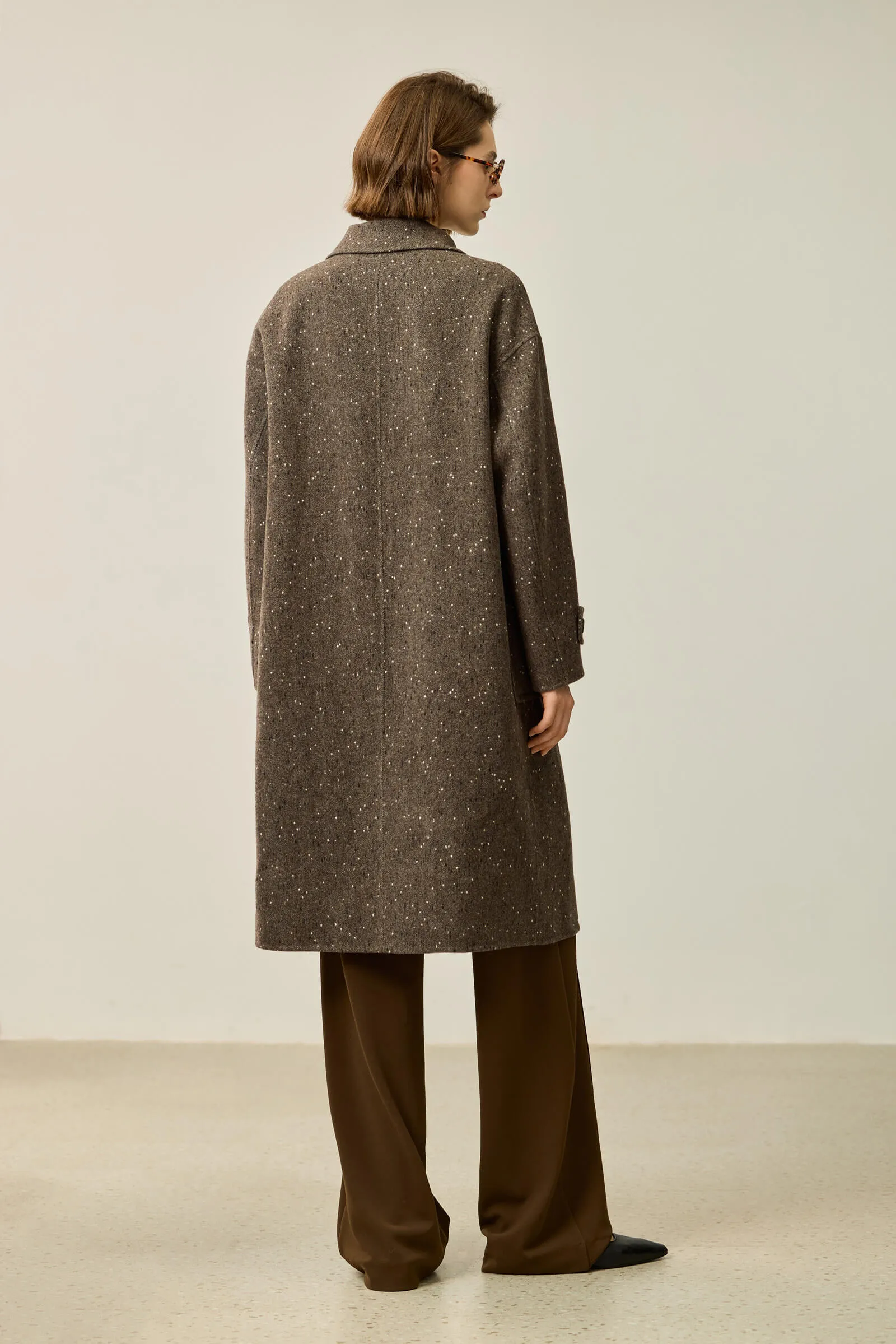 LILY Detachable Knit Collar Toggle Double-Faced Wool Coat