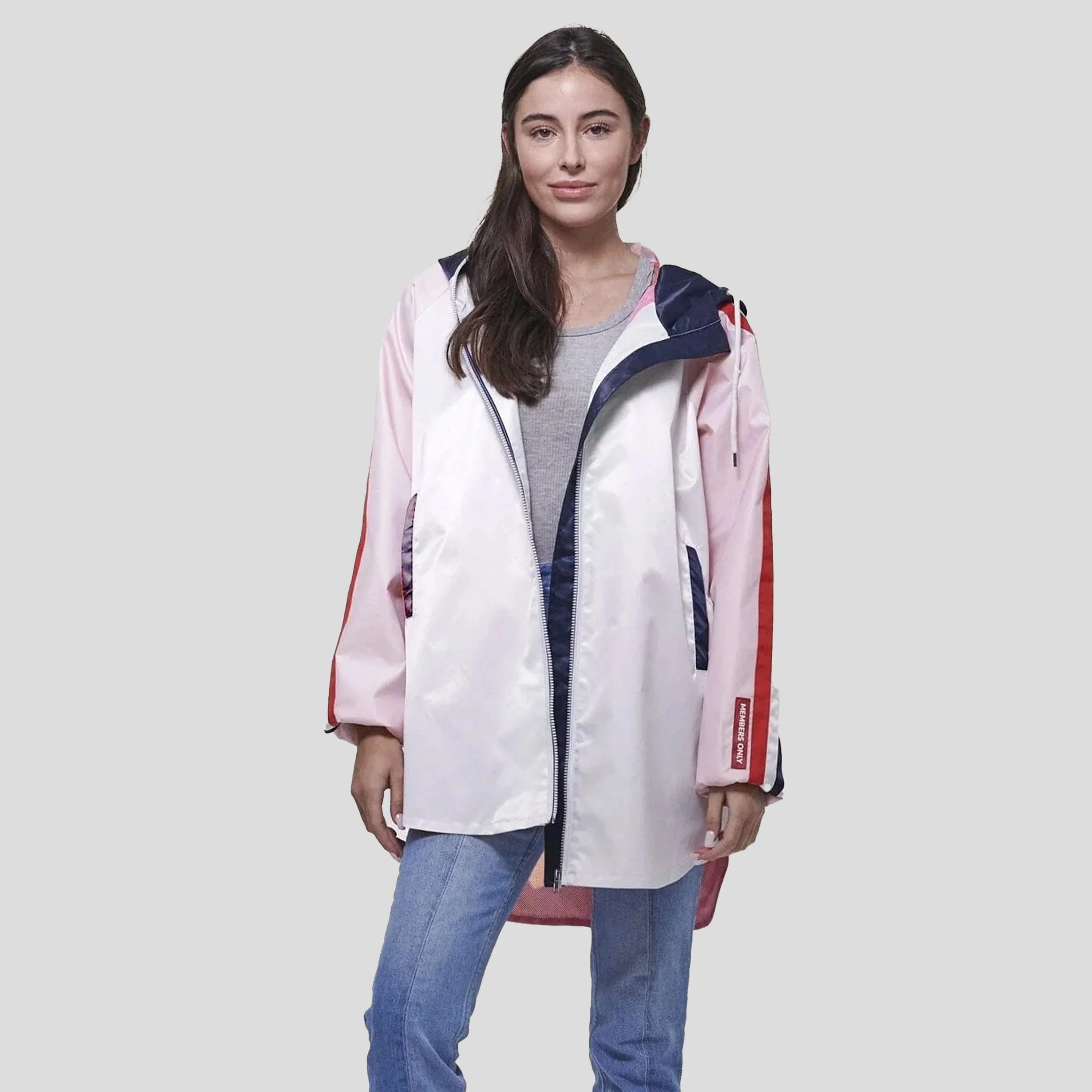 Members Only Women's Long Satin Twill Jacket