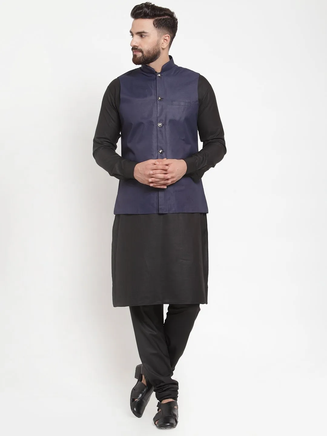 Men's Solid Kurta Waist Coat  with Churidar - Virat Fashions