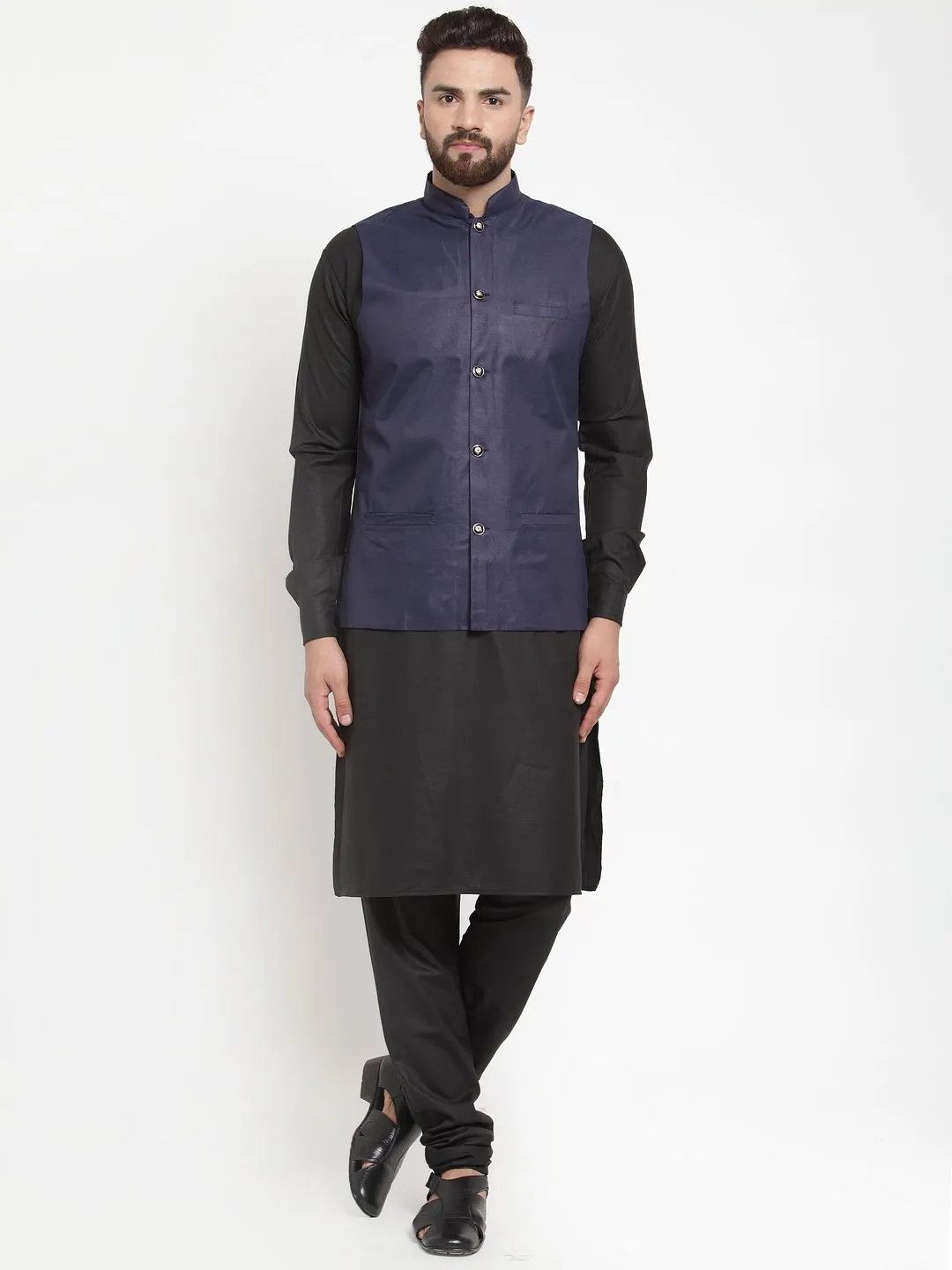 Men's Solid Kurta Waist Coat  with Churidar - Virat Fashions