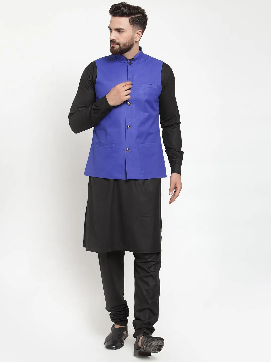 Men's Solid Kurta Waist Coat  with Churidar - Virat Fashions