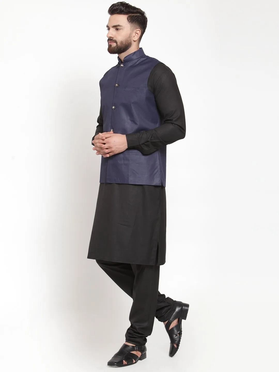 Men's Solid Kurta Waist Coat  with Churidar - Virat Fashions