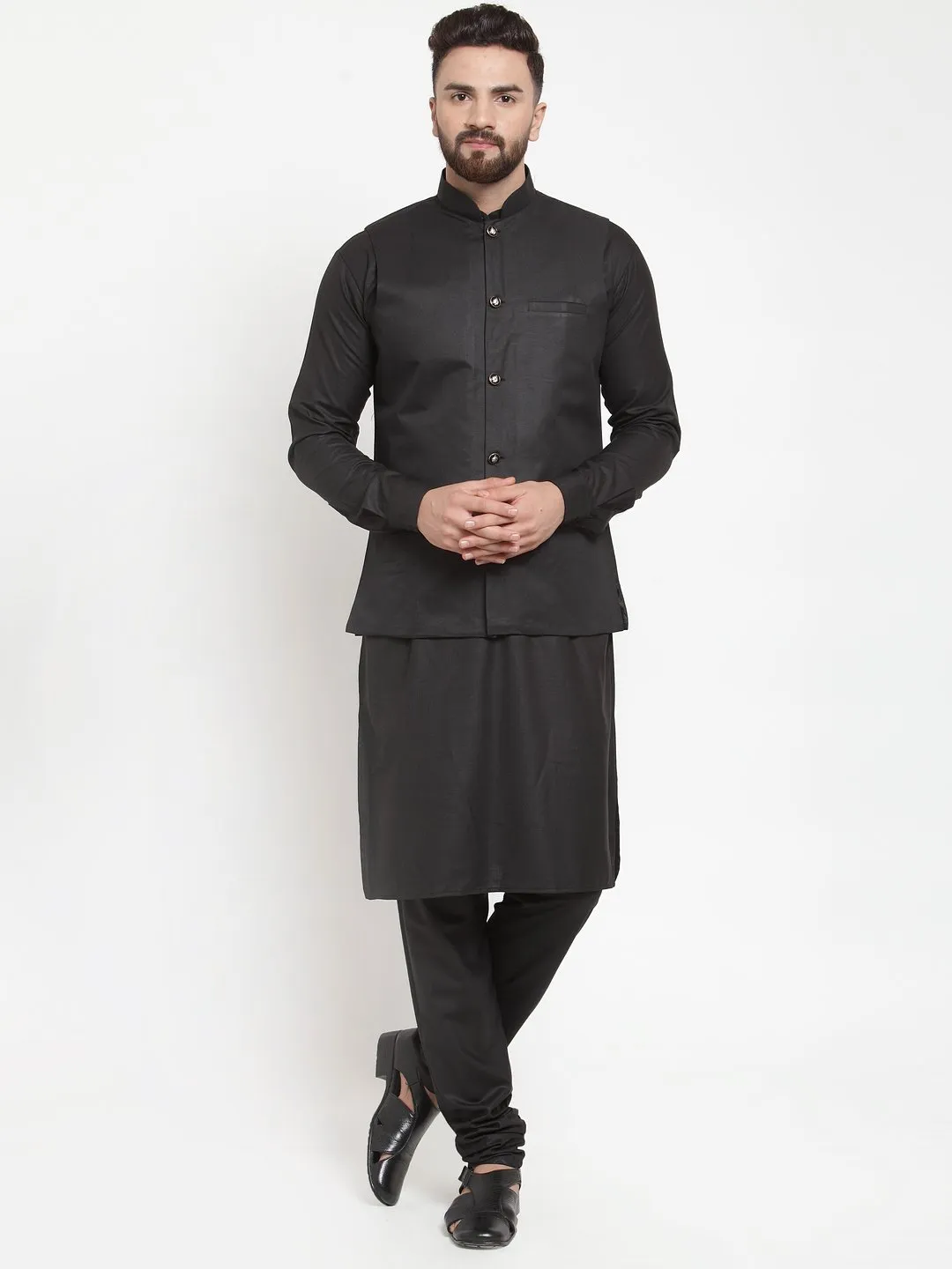 Men's Solid Kurta Waist Coat  with Churidar - Virat Fashions