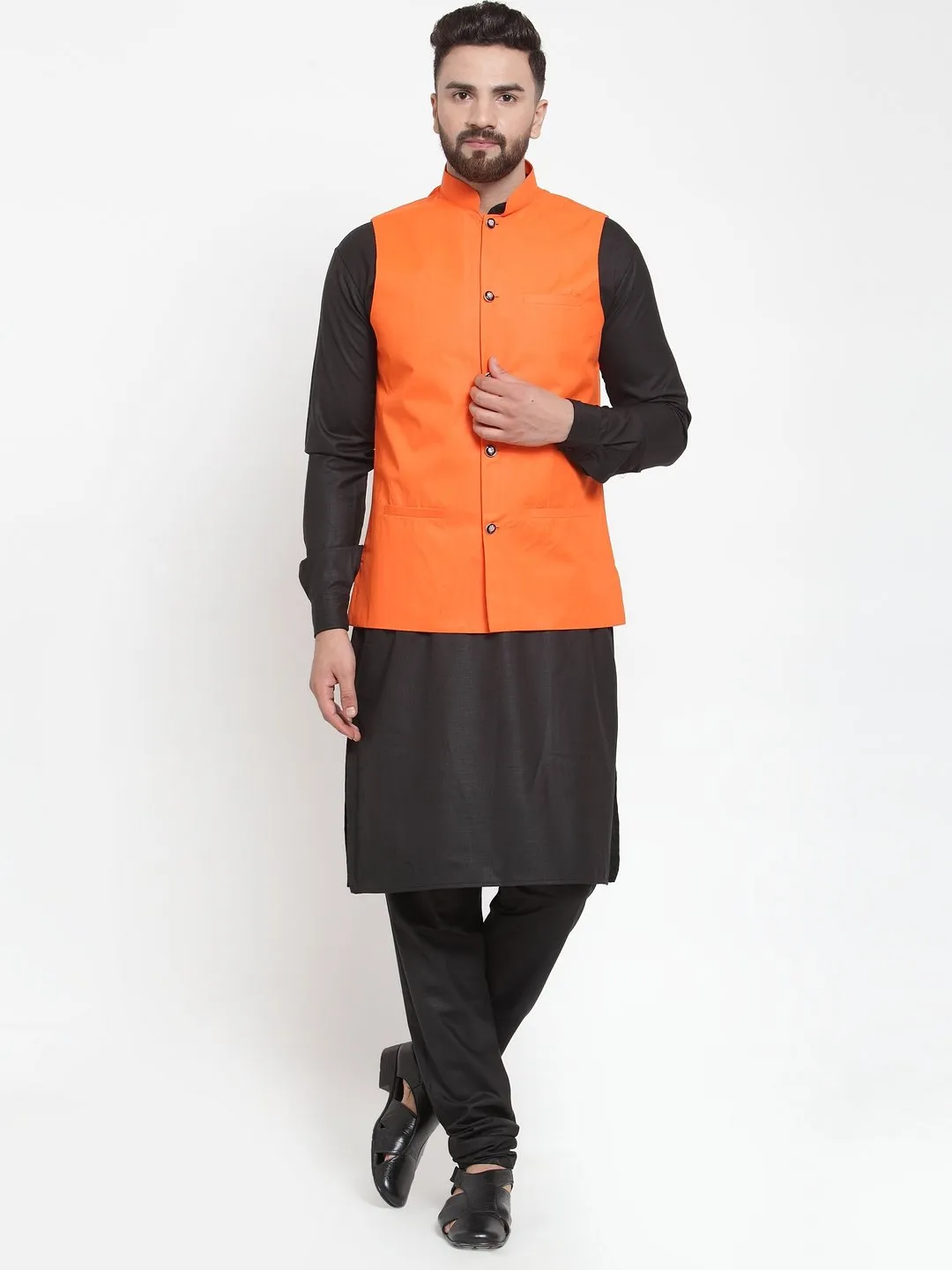 Men's Solid Kurta Waist Coat  with Churidar - Virat Fashions