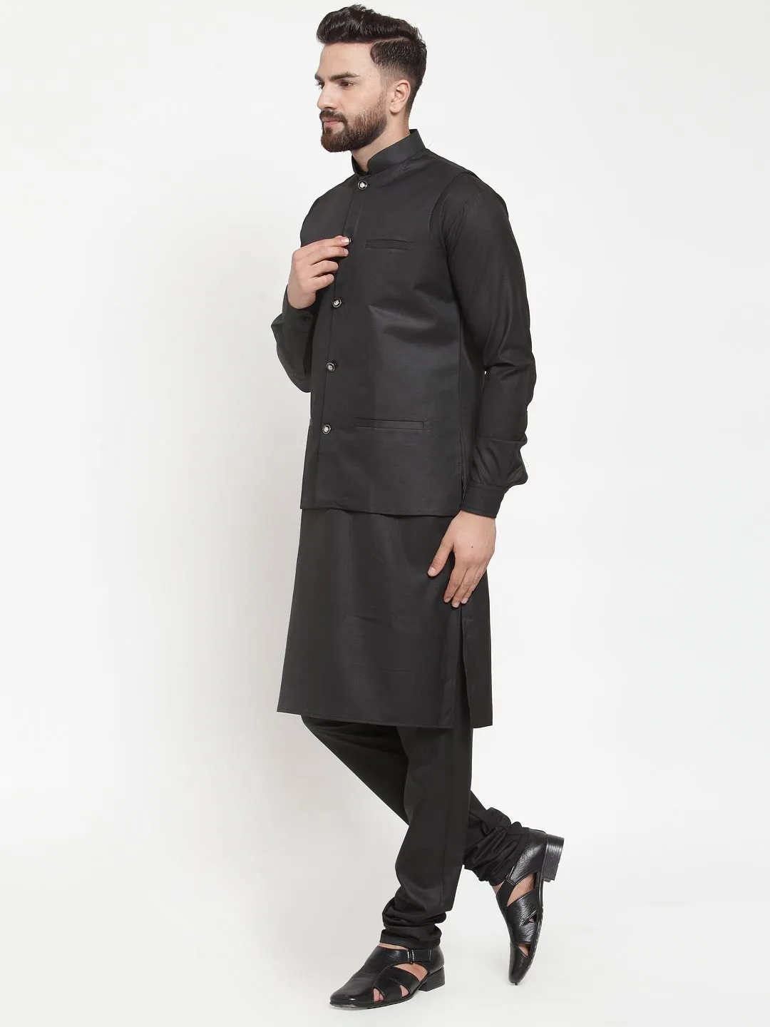 Men's Solid Kurta Waist Coat  with Churidar - Virat Fashions