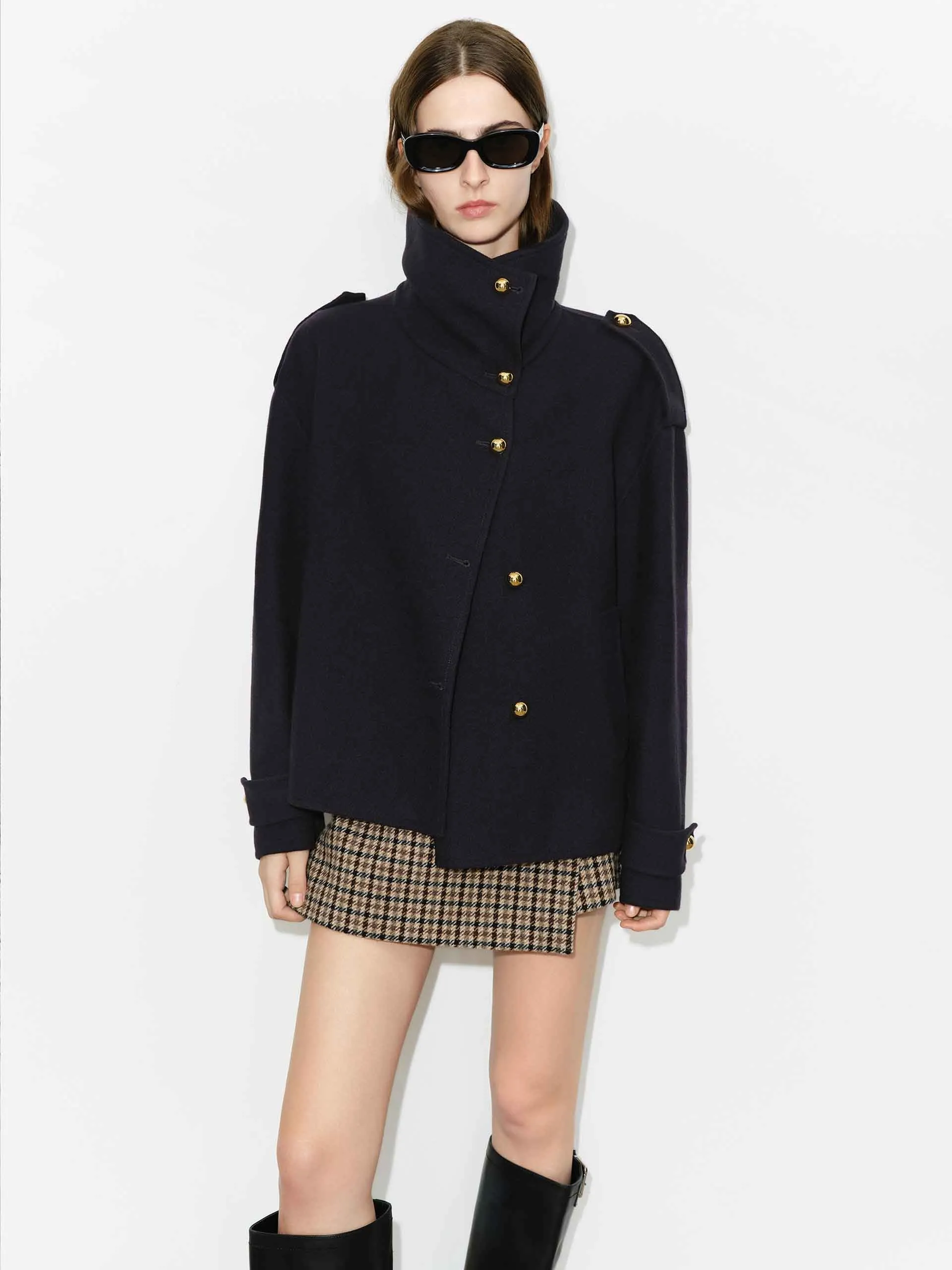 Metal Button Wool Coat