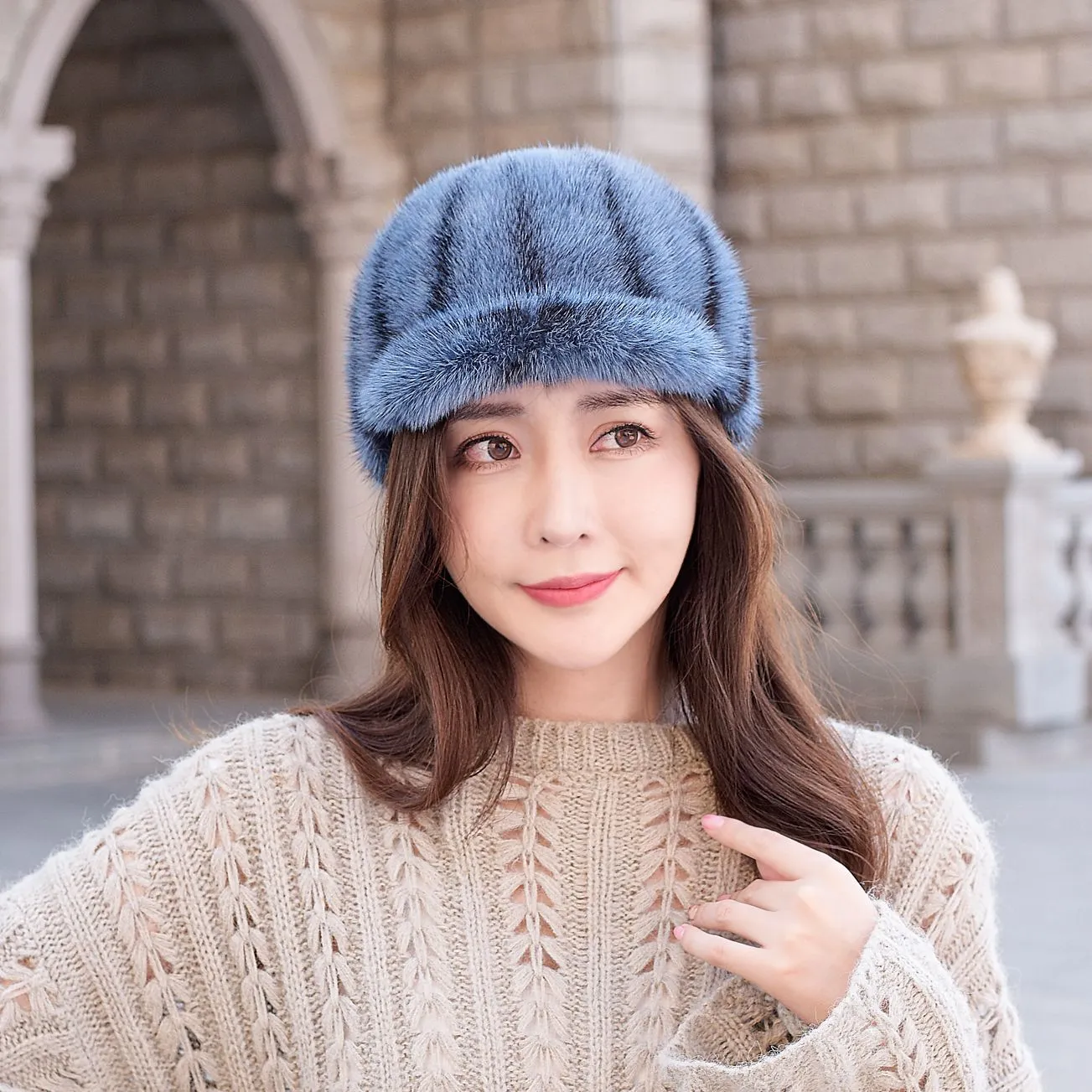 Mink winter fashion mink velvet hat men and women with the same style wild thick warm knight hat