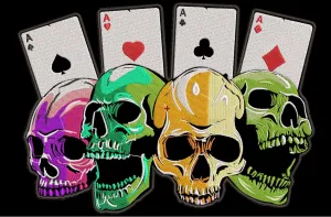 ML189173 Ace of Spades 4 skull Multi color  12x9 Patch