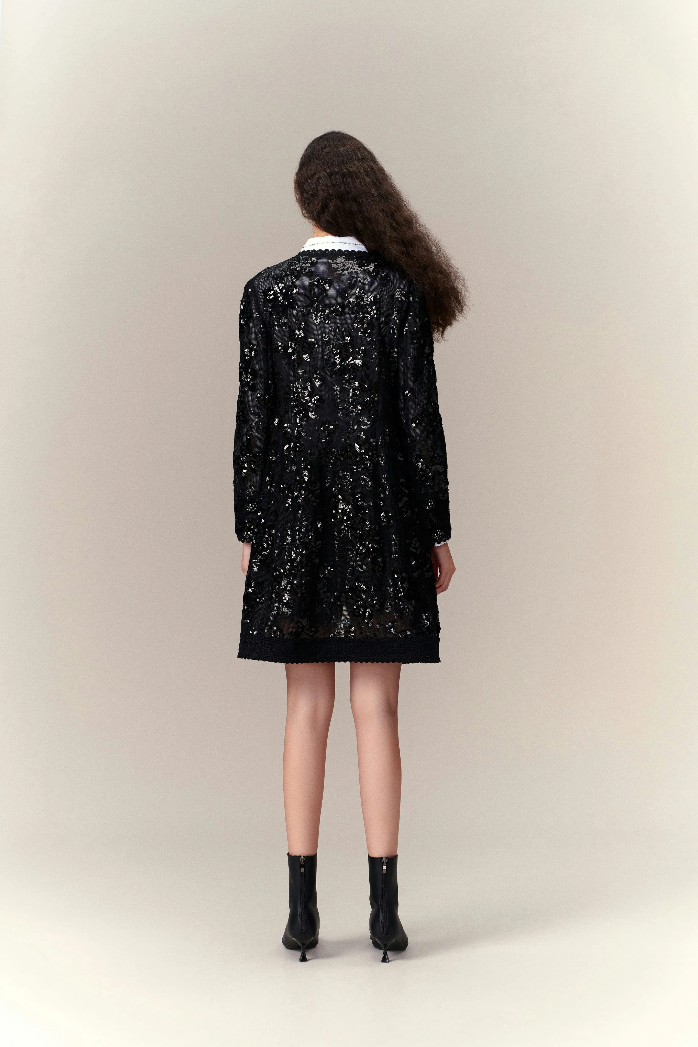 Mysterious Mistress Sequined Midi Coat