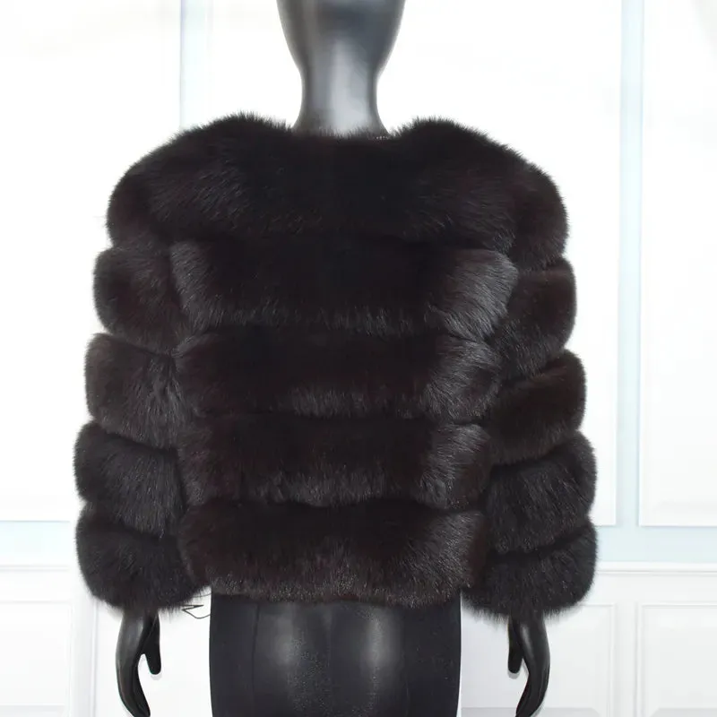 Natural 50CM Real Fox Fur Coat Women Winter Vest Jacket Fashion Outwear Real Fox Fur Vest Coat