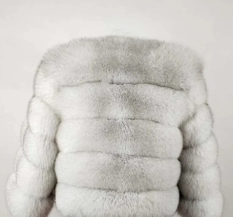 Natural 50CM Real Fox Fur Coat Women Winter Vest Jacket Fashion Outwear Real Fox Fur Vest Coat