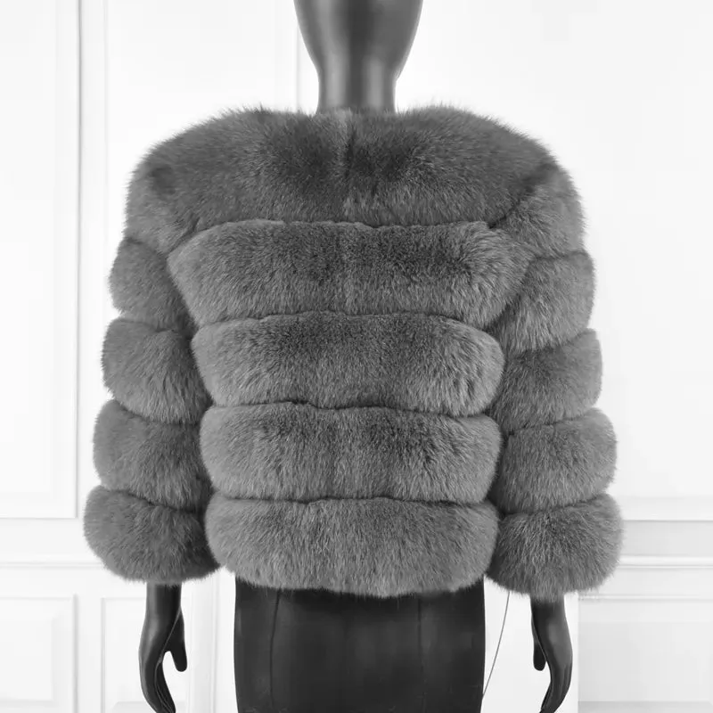 Natural 50CM Real Fox Fur Coat Women Winter Vest Jacket Fashion Outwear Real Fox Fur Vest Coat