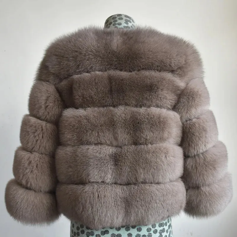 Natural 50CM Real Fox Fur Coat Women Winter Vest Jacket Fashion Outwear Real Fox Fur Vest Coat