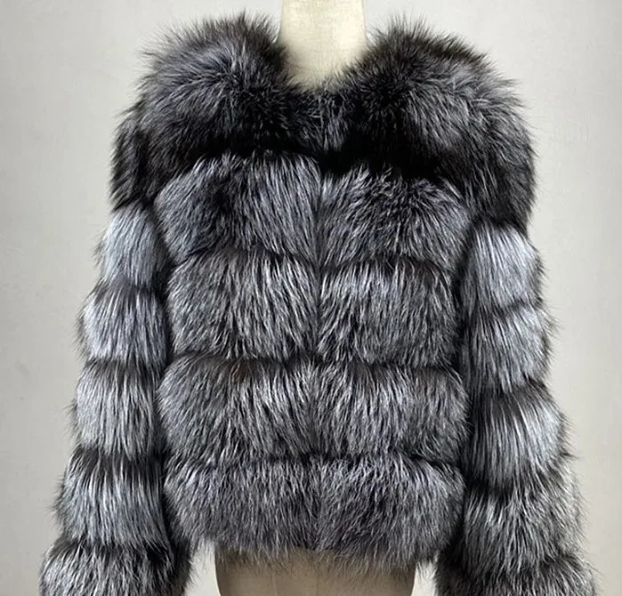 Natural 50CM Real Fox Fur Coat Women Winter Vest Jacket Fashion Outwear Real Fox Fur Vest Coat