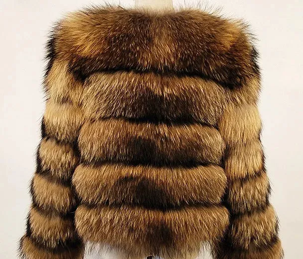 Natural 50CM Real Fox Fur Coat Women Winter Vest Jacket Fashion Outwear Real Fox Fur Vest Coat