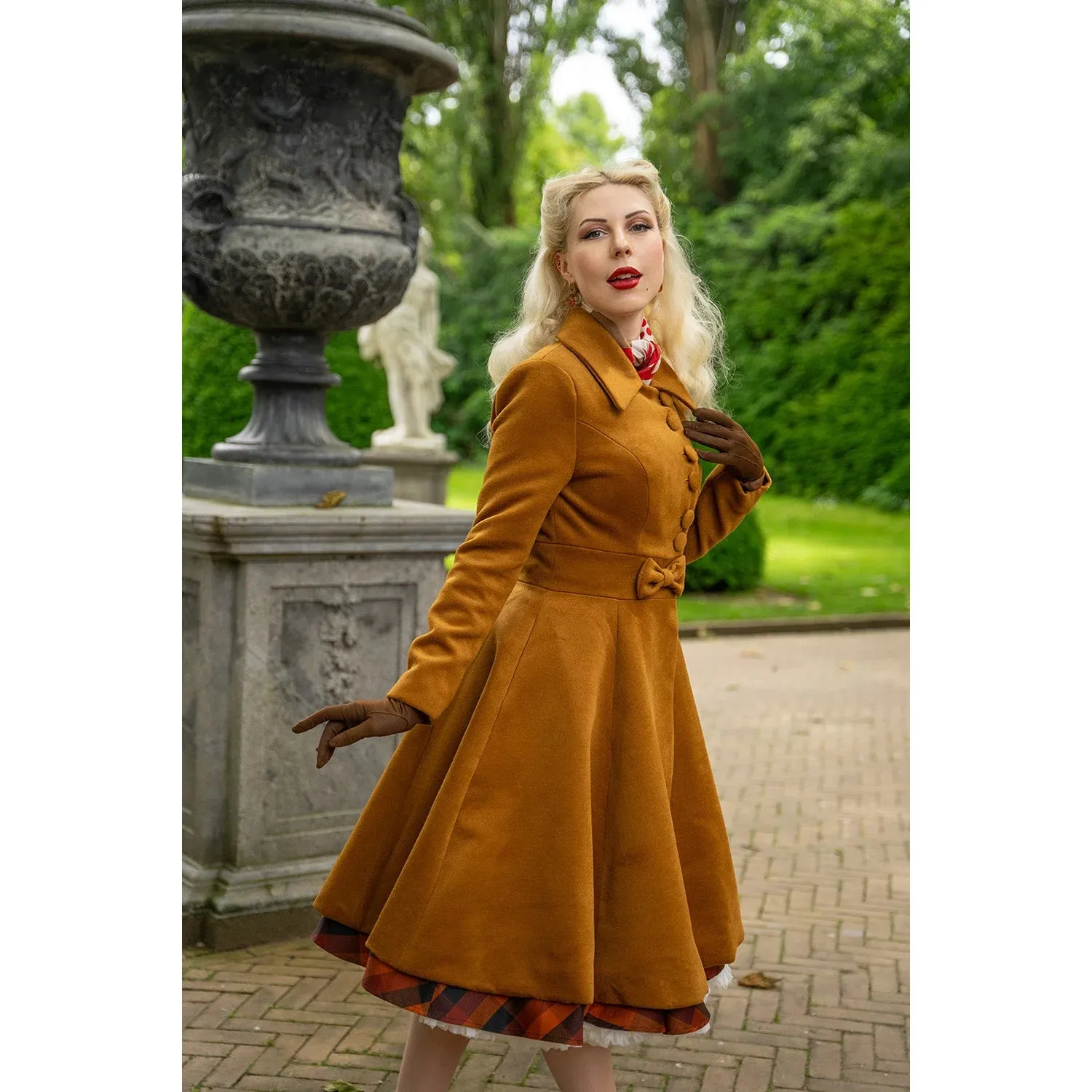 Ochre Vintage Inspired Classic Double Breasted Swing Coat