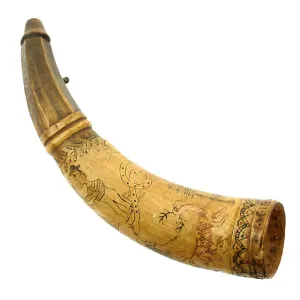 Original Portuguese Napoleonic Era Heavily Engraved and Named Powder Horn - c.1750-1800