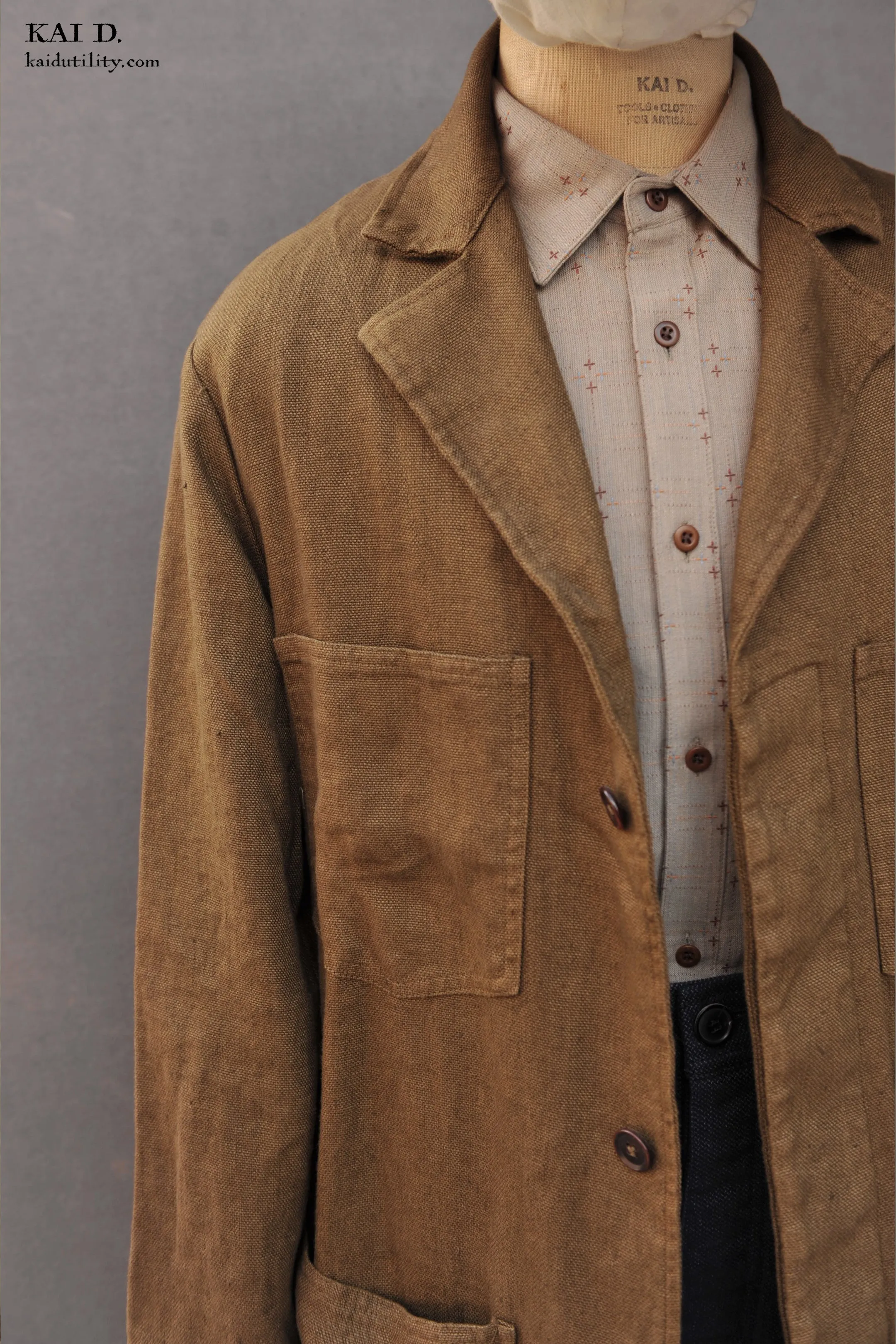 Over Dyed Heavy Linen Wilson Coat - M