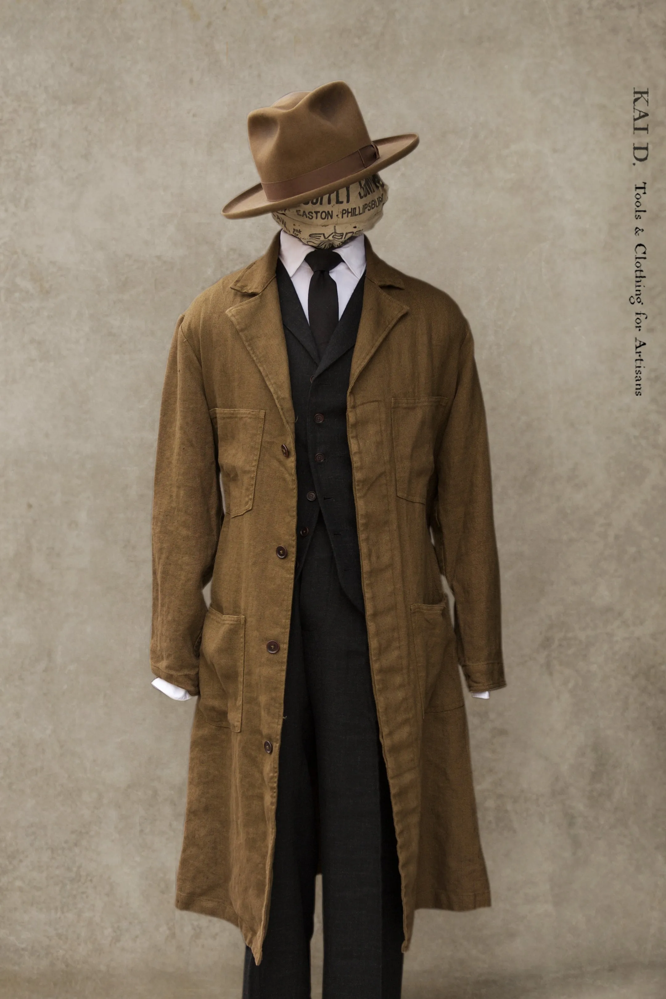 Over Dyed Heavy Linen Wilson Coat - M