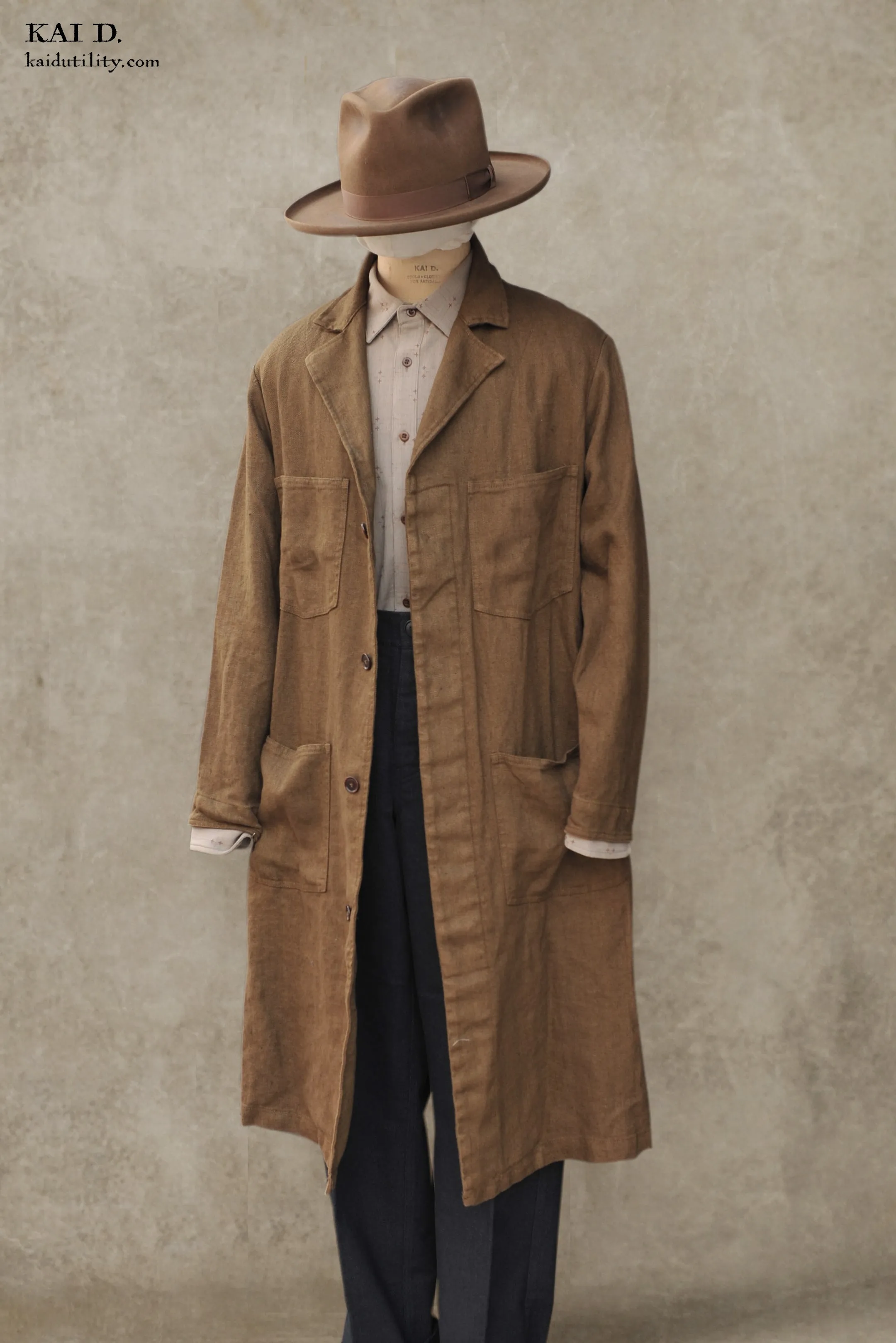 Over Dyed Heavy Linen Wilson Coat - M