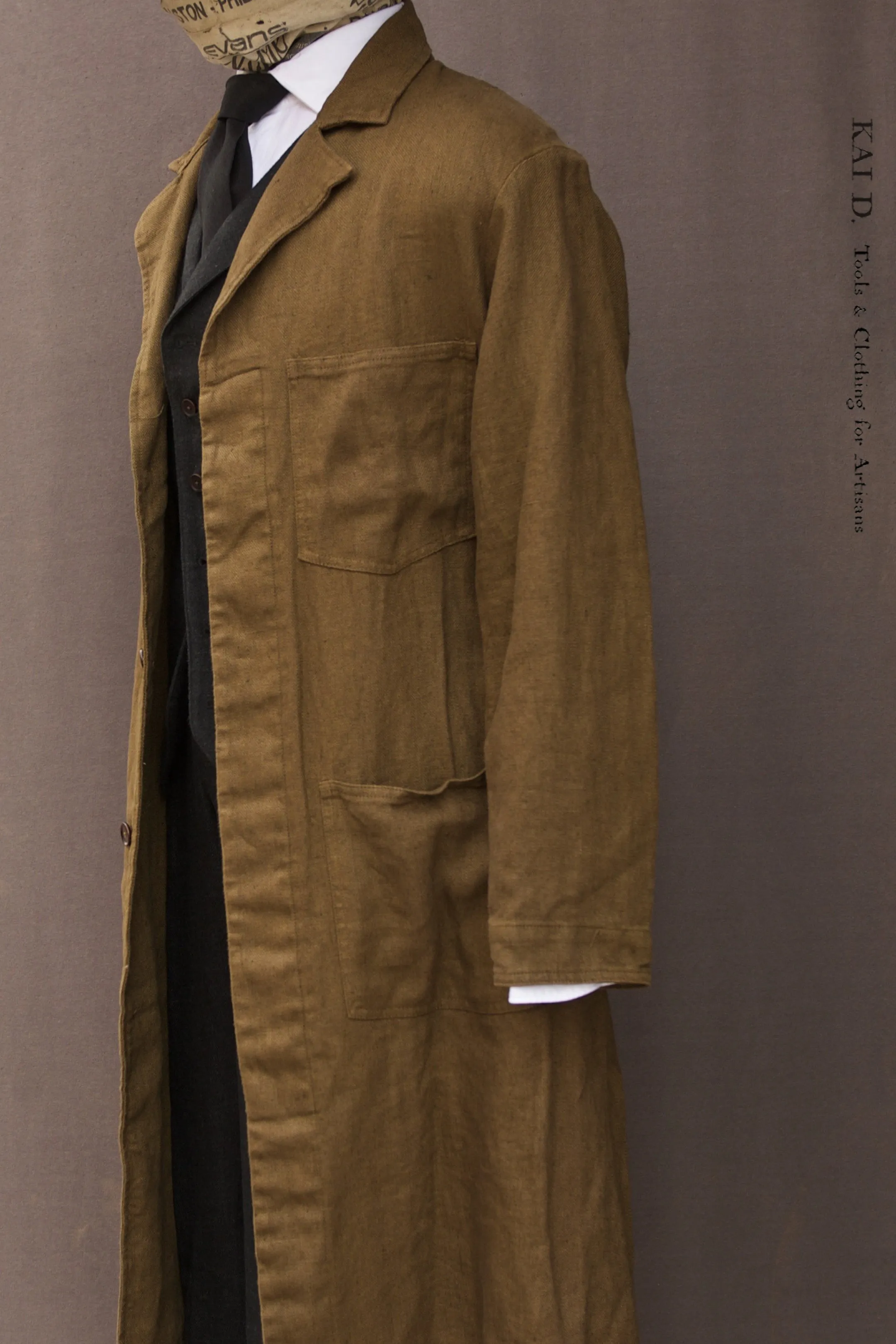 Over Dyed Heavy Linen Wilson Coat - M