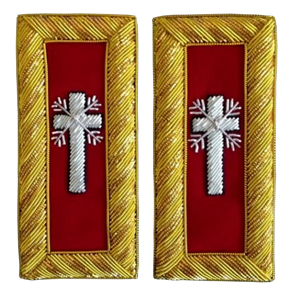 Past Commander Knights Templar Commandery Frock Coat Shoulder Board - Bullion Embroidery