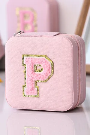 Pink Chenille P Patch Small Jewelry Box