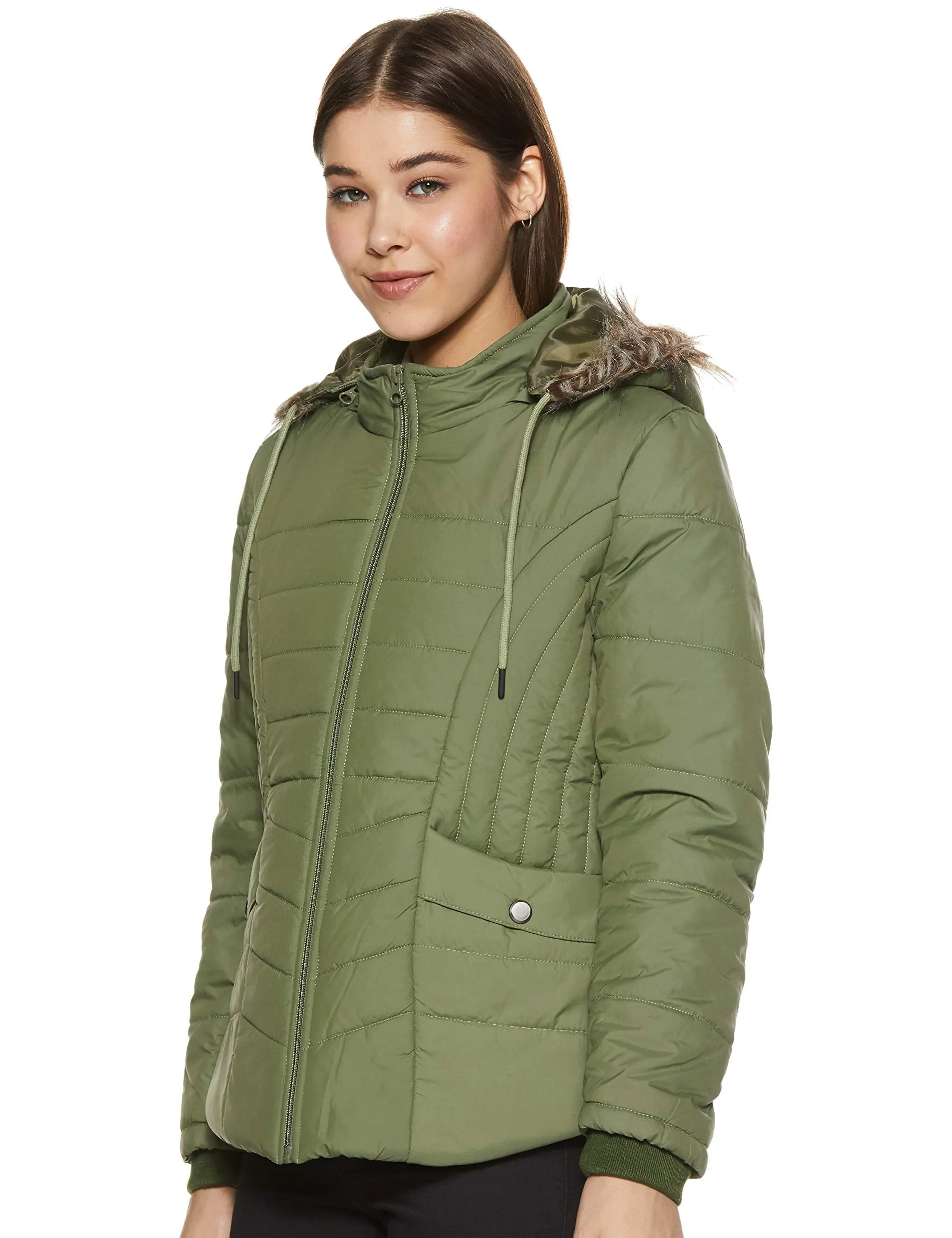 Qube By Fort Collins Women's Parka Coat (683AZ_Olive_2XL)