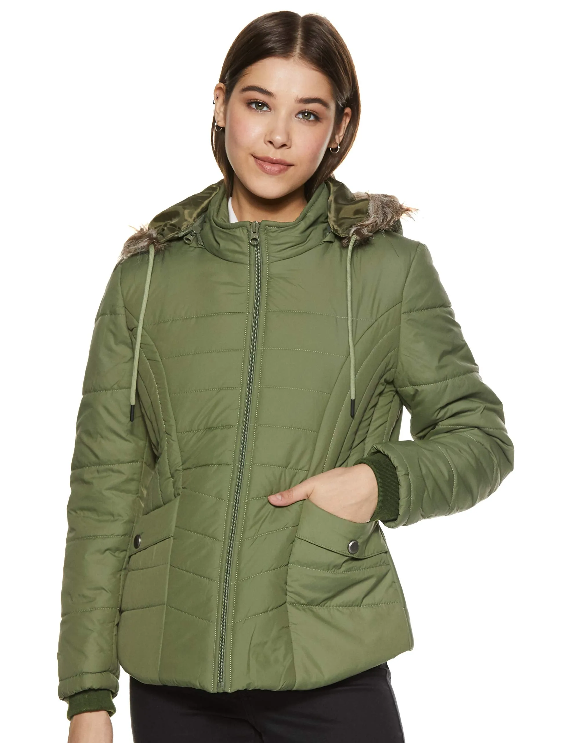 Qube By Fort Collins Women's Parka Coat (683AZ_Olive_2XL)