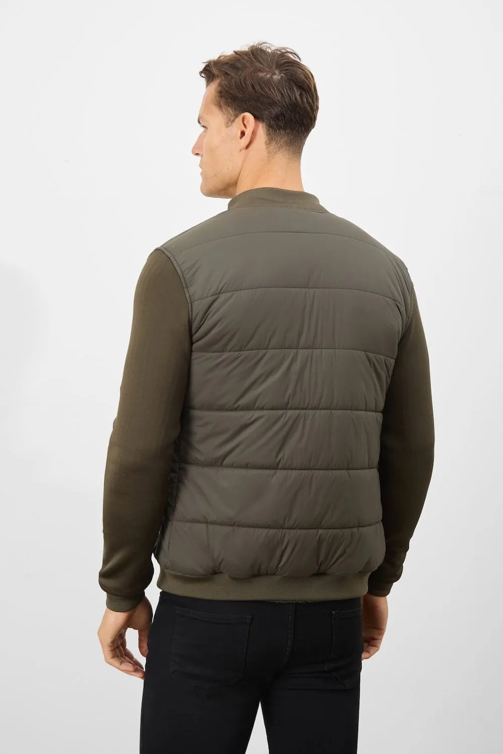 Quilted Hybrid Jacket in Khaki