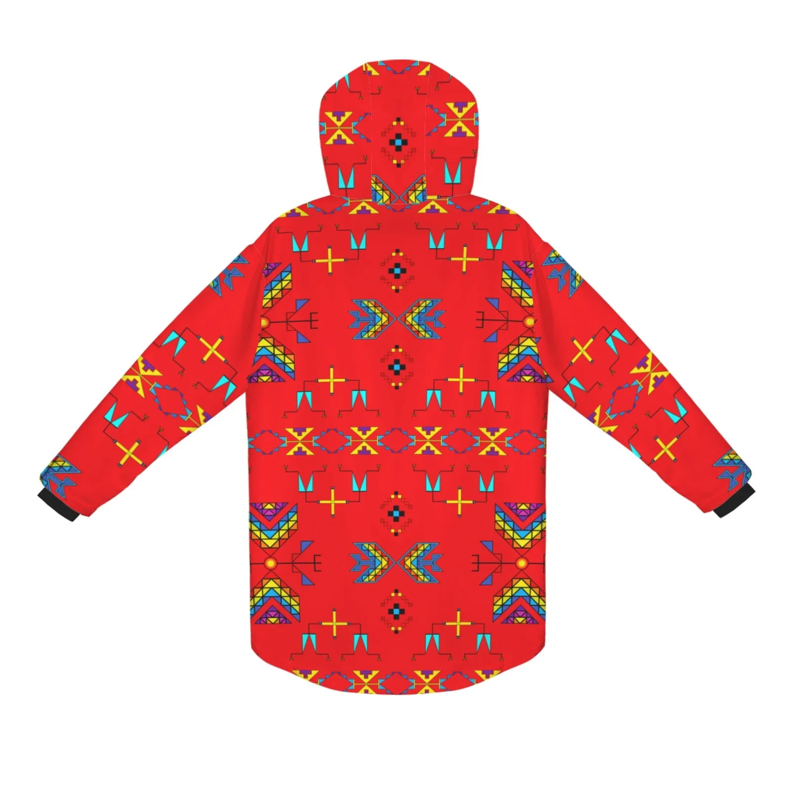 Rainy Chief Rainbow Red Unisex Sherpa Lined Hooded Coat