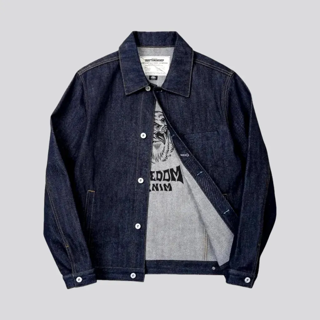 Raw casual classic denim jacket for men