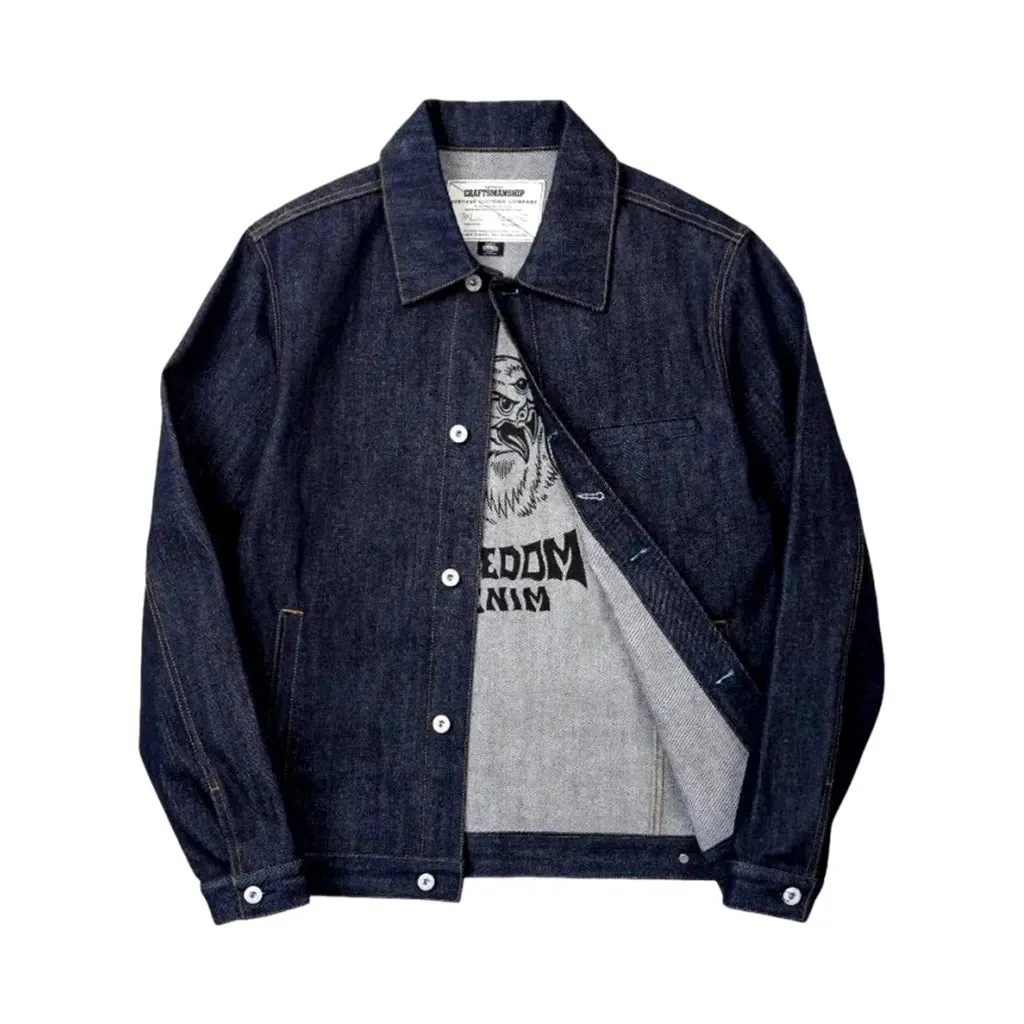 Raw casual classic denim jacket for men