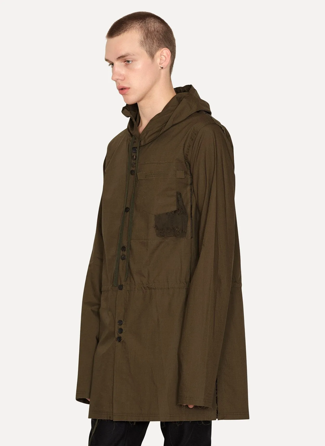 Raw Umber Cotton Poplin Hooded Jacket Jim