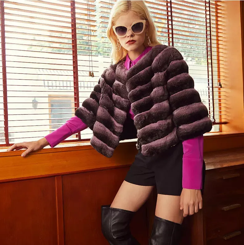 Real Pink Chinchilla Fur Jacket