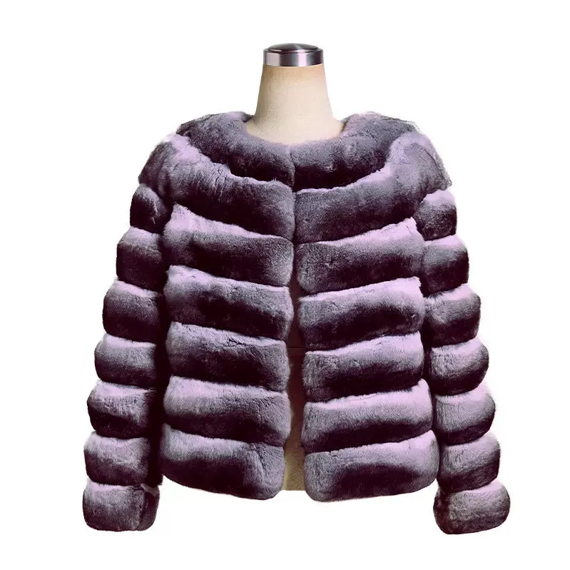 Real Pink Chinchilla Fur Jacket