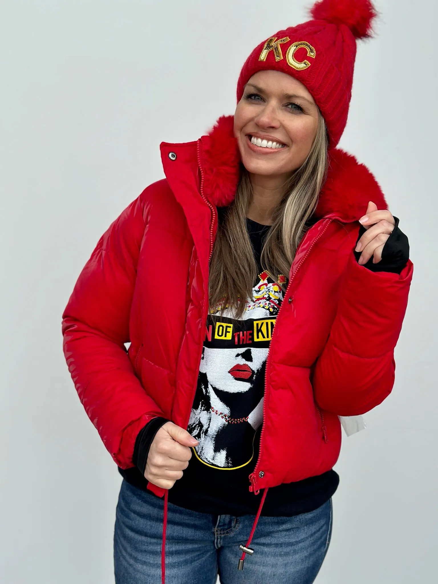 Red Hooded Puffer Coat