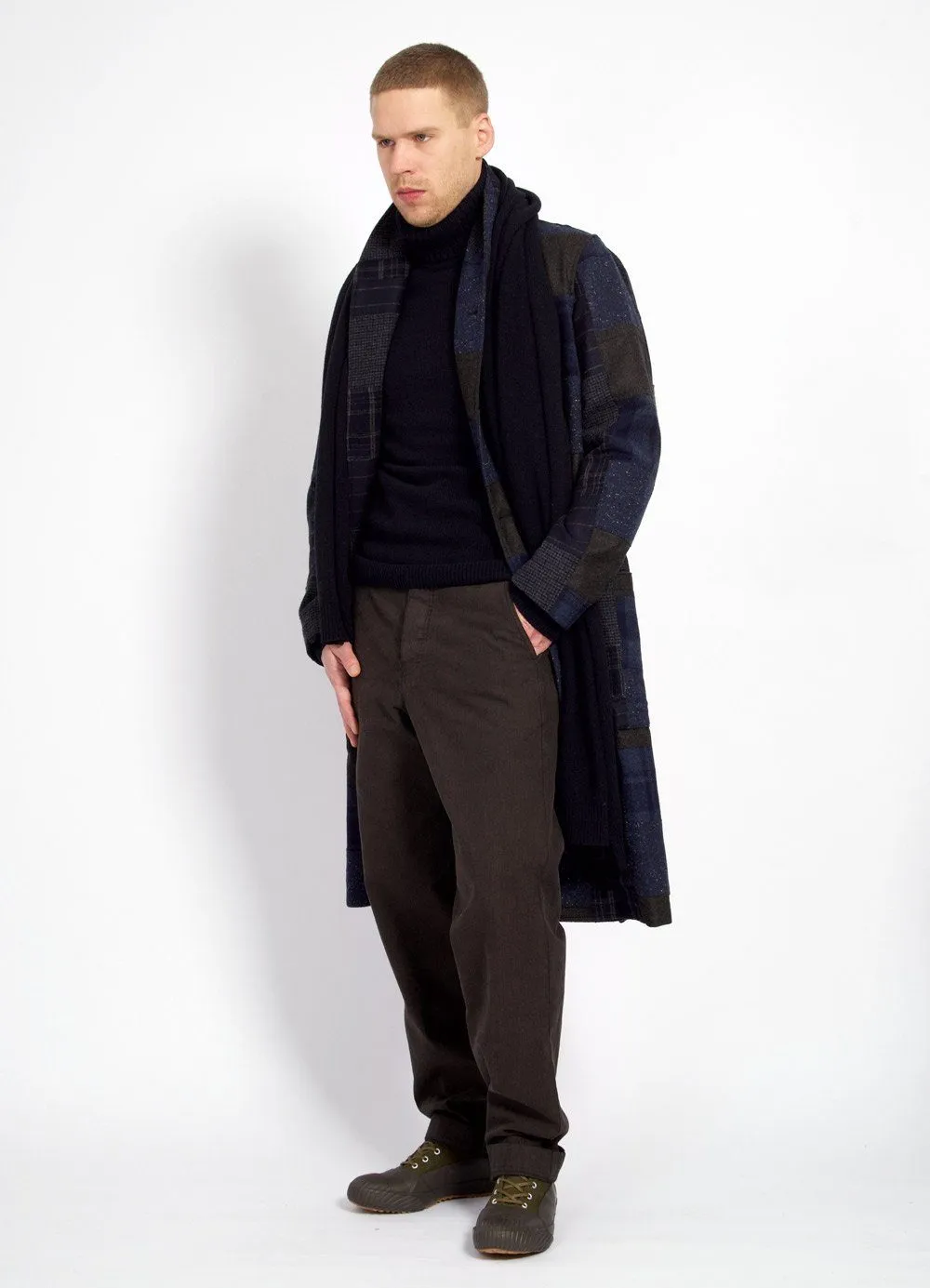 ROB | Long Shawl Collar Coat | Patchwork