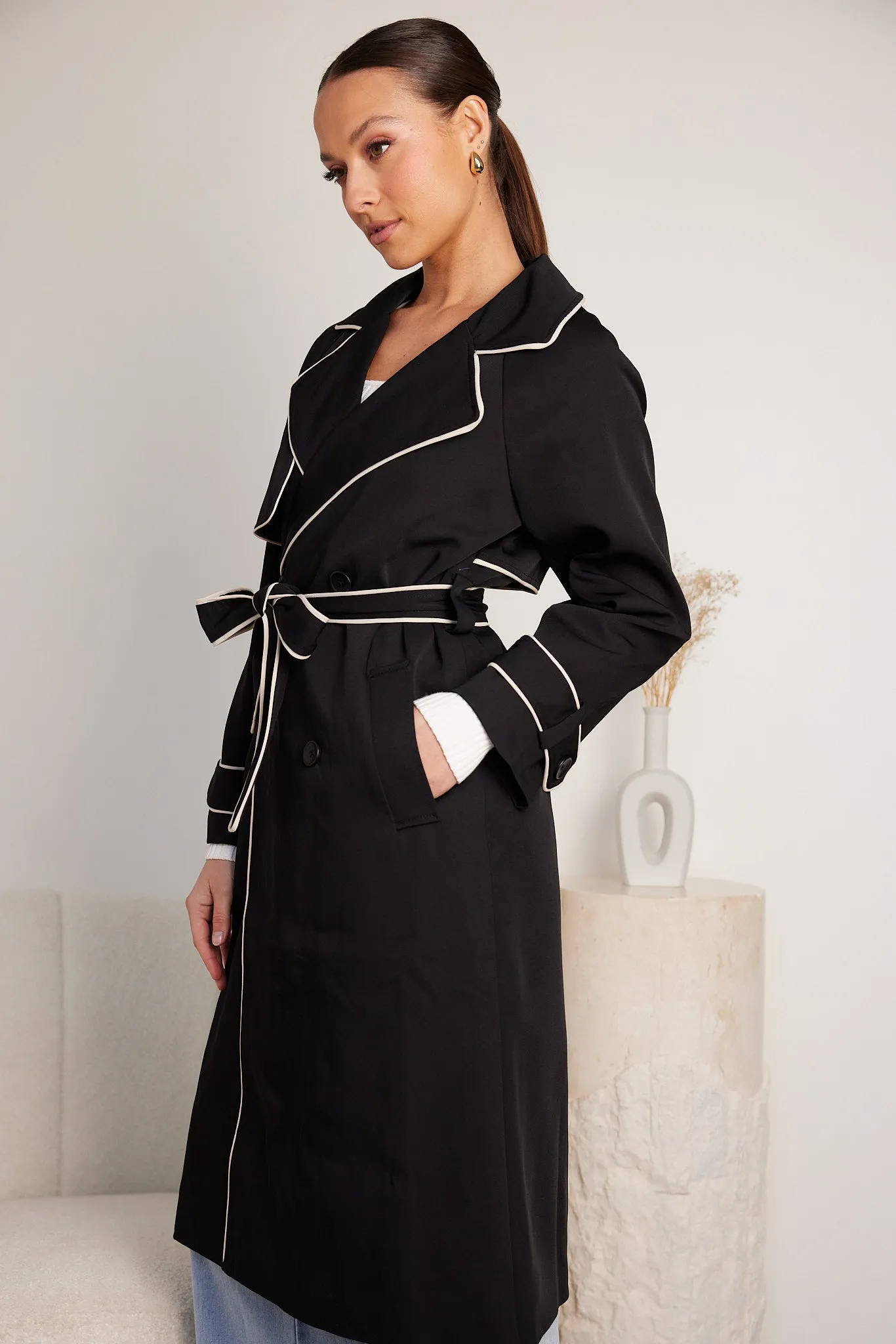 Sebasta Trench Coat - Black Multi